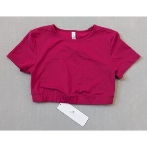 NWT CRZ Yoga Butterluxe Open Back Cropped Short Sleeves Magenta Size M